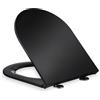Relaxdays Tavoletta WC con Chiusura Ammortizzata, LxP 36 x 45 cm Forma di D, Sgancio Rapido, Sedile in Duroplast, Nero