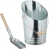 Relaxdays Secchio Raccogli Cenere con Manico e Pala, Cesto Carbone 10 L, Secchiello per Camino e Stufa, Ferro, Argento