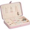 Relaxdays Valigetta Portagioie, Cofanetto Porta Gioielli da Viaggio, Organizer Anelli e Collane, 4,5x21x14,5 cm, Rosa