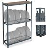 Relaxdays Scaffale Portagomme per 8 Pneumatici, HLP: 180x120x40 cm, 795 kg, Scaffalatura in Acciaio, Garage, Grigio