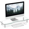Relaxdays Supporto Monitor, Alzatina per TV, Standing Computer Desk, Rialzo Scrivania, Regolabile, 70x24 cm, trasparente