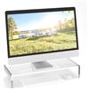 Relaxdays Supporto per Monitor da Scrivania, Ergonomico, HLP: 10 x 50 x 20 cm, Alzatina per Schermo del PC, Trasparente