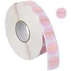 Relaxdays Etichette Adesive con Scritta Handmade with Love, Rollo 2500 Targhette Autoadesive Rotonde, Ø 25 mm, Rosa/Oro