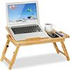 Relaxdays Tavolino Porta Pc per il Letto, Vassoio per Laptop Regolabile in Altezza, Ripiano Inclinabile, Marrone Chiaro