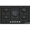 Bosch PPQ7A6I40, Serie 6, Piano Gas, 5 Fuochi, 80 cm, Vetro Temperato Nero