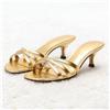 Sabot Oro Tacco 6 cm Fasce Incrociate Punta Aperta Mule Donna Eleganti CF53841