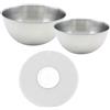 Fackelmann 9941250 - Set per pasticceria con 2 ciotole per preparazione e coperchio antiproiezioni, ciotola per miscelazione, ciotola per preparazione, coperchio, plastica, acciaio inossidabile, 30 cm
