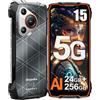 Blackview BL7000 24Go+256Go Telephone Portable Incassable, Double Écran 6.78 FDH+, Téléphone Débloqué 5G, 7500mAh Smartphone Incassable Etanche IP68, 50MP+32MP/Dual 5G/OTG/GPS/NFC (Orange)