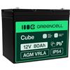 Green Cell GreenCell® Batteria AGM 12V 80Ah al piombo accumulatore sigillata VRLA Senza manutezione ricaricabile Batterie di ricambio ermetica | Barca | Sedia a rotelle | Sistema Solare | Camper | Campeggio