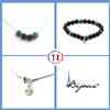 A Bijoux Pietre E Minerali. Set Bracciale Collana Perle Agata Nera + Mica Verde Di