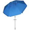 EffeDecor OMBRELLONE DA SPIAGGIA Ø 220 CM ANTIVENTO PALO ALLUMINIO TELO POLIESTERE BLU