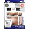 Daler Rowney- Simply sketching set da disegno 40 pezzi con 15 matite in grafite,sanguinia,sepia,fusaggine 4 carboncini,2 sfumini,16 fogli A4