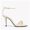 Sandali Beige Tacco 9 cm Eleganti Con Fiocco Cinturino Sera Chic H5R2L