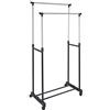 BAKAJI Stand Appendiabiti Allungabile da Terra in Acciaio Telescopico Allungabile con Ruote Attaccapanni 80 x 40 x 90/164 cm (Doppio)