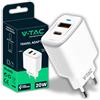 V-TAC Caricatore Rapido 20W USB-C per Iphone e Samsung - Ultra Veloce per Smartp