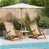 vidaXL Sedia da Spiaggia Pieghevole Braccioli Legno Acacia&Textilene vidaXL