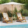 vidaXL Sedia da Spiaggia Pieghevole Braccioli Legno Acacia&Textilene vidaXL