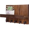 Does not apply Portachiavo in Legno Con 5 Ganci, Ripiano, Scaffale Decorativo Da Parete, per In
