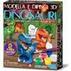 4M Modella e Dipingi Dinosauri 3D - Kit Creativo Set Gesso per Creare Dinosauri 3D, Gioco Educativo per Bambini, Regalo Artistico Fai-da-Te