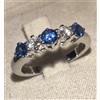 Carlo Raspagni ANELLO FEDINA IN ORO BIANCO 18kt. ALTERNATA CON DIAMANTI E ZAFFIRI NATURALI BLU