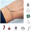 Bracciale portafortuna con ciondolo corno cornetto rosso quadrifoglio uomo donna