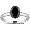 Fatto a mano Anello solitario a forma ovale scintillante da 0,50 ct in oro 14 carati con...