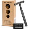 Parker Safety Razor Parker, Rasoio di Sicurezza a Pettine Chiuso in 3 Pezzi Modello 78R con 5 Lame Parker in Platino Incluse, (Grafite/Gun Metal)