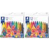 STAEDTLER 220 08 C12 - Pastelli a cera, larghezza tratto: 8 mm, colori assortiti, confezione da 24