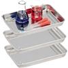 Relaxdays Vassoi da Laboratorio Acciaio Inox, Set 3 Piatti Portastrumenti 2,5x21,5x15 cm, Strumenti Medici, Argentato