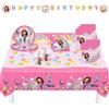 Procos PRO10245290DY - Set da festa XL Gabby's Dollhouse, set da 46 pezzi, piatti, tovaglia, tazze, tovaglioli, sacchetti, striscione, set da tavola, articoli per la tavola per bambini