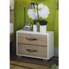 COMODINO 2 CASSETTI CAMERA DA LETTO MODERNA CM 52X36X43H COLORE BIANCO OLMO