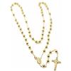 COLLANA ROSARIO ORO GIALLO 750 18K, MEDAGLIA MIRACOLOSA, CROCE SAN BENEDETTO