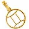 CIONDOLO ZODIACALE, MEDAGLIA, ORO GIALLO 18K, 750, GEMELLI, DIAMETRO 12 MM