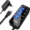 Atolla Hub USB 3.0 alimentato, Hub USB a 4 porte multipresa con interruttori sin