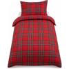 Homy Copripiumino Tartan Scozzese 100% Cotone Homy Singolo Piazza Mezza quadri rosso