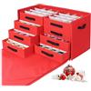 Relaxdays Scatola per Palline di Natale Relaxdays, 128 Palline, A x L x P: 40 x 73 x 36,5 cm, Poliestere, Cartone, Rossa