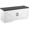VEVOR Panca Portascarpe da Ingresso, Scarpiera 100 x 35,5 x 46 cm, Panca da Ingresso con Cuscino Imbottito, 2 Ante a Battente e Ripiano Altezza Regolabile, per Corridoio, Soggiorno, Bianco Nero