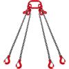 VEVOR Imbracatura a catena di sollevamento a 4 gambe con ganci e regolatori, 6 mm x 150 cm, Capacità di carico 2993 kg, Grado 80 per carrello elevatore, Paranco a motore, Banchina, Cantiere, Fabbrica