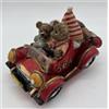 Salvadanaio Monete Bambino Auto Orsetti Macchinetta In Ceramica Bomboniera Rossa