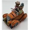 Salvadanaio Monete Bambino Auto Orsetti Macchinetta In Ceramica Arancione