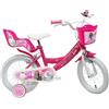 BricoShop24 Bicicletta per Bambini 12" Barbie Rosa Rotelle Cestino Portabambola