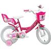 BricoShop24 Bicicletta per Bambini 16" Barbie Rosa Rotelle Cestino Portabambola