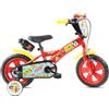 BricoShop24 Bicicletta per Bambini 12" Topolino Disney Rosso Rotelle Borraccia