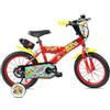 BricoShop24 Bicicletta per Bambini 14" Topolino Disney Rosso Rotelle Borraccia