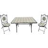 CAPALDO Set Tavolo Mosaico Rettangolare 120 Cm Con 2 Sedie Pieghevoli Montecarlo