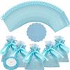NAEBRO 30PZ Sacchetti Iuta Panna Bomboniere Confetti con Tulle Veli Organza Nastro R