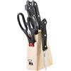 RB RENBERG RENBERG Bonn - Set da 6 Pezzi in Acciaio Inox Nero - Include 4 coltelli: pelapatate, Coltello Multiuso, Coltello per disossare e Coltello per sfilettare - Forbici e Ceppo portacoltelli
