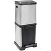 Arregui Binary CR705-34 Pattumiera Differenziata 2 Scomparti | 16+18 L (34L) | Pattumiera per Raccolta Differenziata a Pedale e con Apertura Superiore | Cestino per Spazzura da Cucina in Acciaio Inox