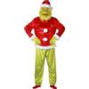 Chaks - Costume Il Grinch™, set da 5 pezzi per adulti, per carnevale, costume natalizio con maschera, cappello, top, pantaloni, guanti