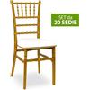 okaffarefatto Set da 20 Sedie Chiavarine Plastica Gialle ottone con cuscino similpelle bianco